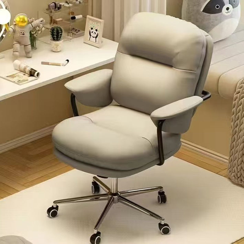 Contemporary Nordic Square Back PU Leather Stainless Steel Desk Chair Backrest Armrest For Home Office