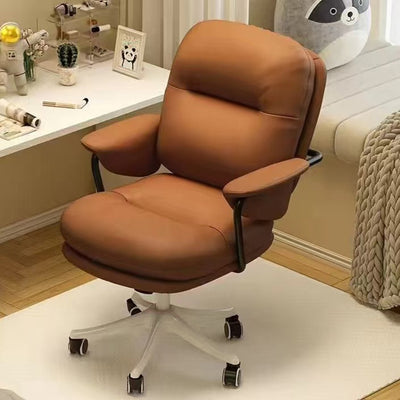 Contemporary Nordic Square Back PU Leather Stainless Steel Desk Chair Backrest Armrest For Home Office
