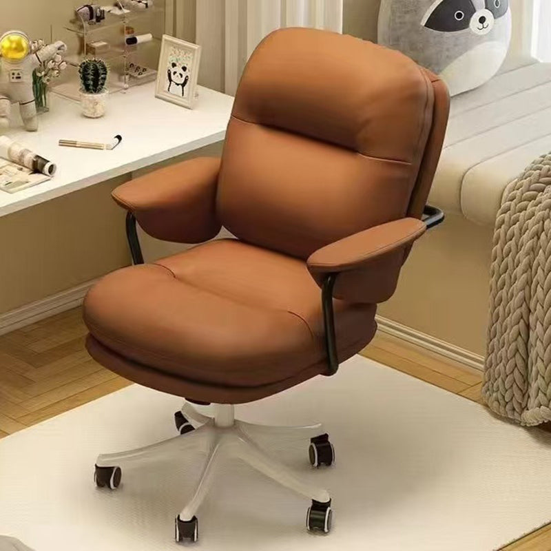 Contemporary Nordic Square Back PU Leather Stainless Steel Desk Chair Backrest Armrest For Home Office