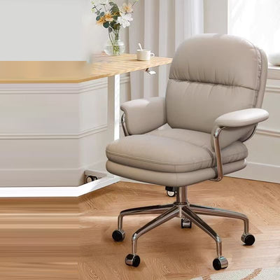 Contemporary Nordic Square Back PU Leather Stainless Steel Desk Chair Backrest Armrest For Home Office