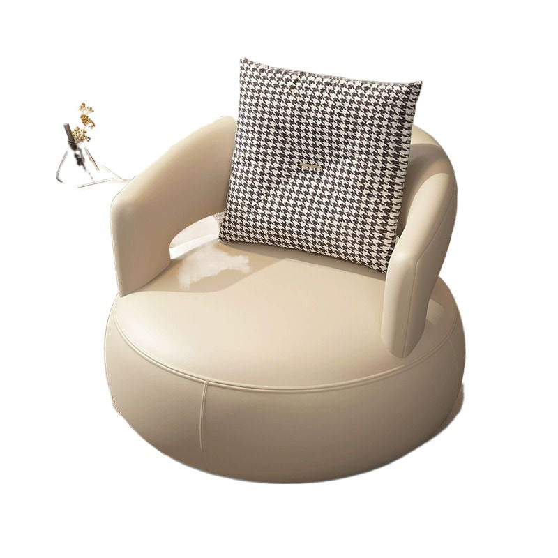 Modern Luxury Round Leather Solid Wood Stainless Steel Accent Chair Backrest Armrest For Living Room
