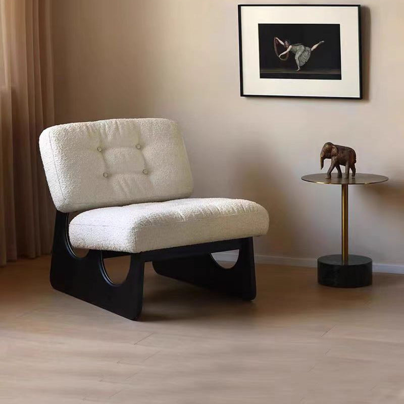 Contemporary Retro Rectangular Cushion Leather Solid Wood Accent Chair Backrest For Living Room