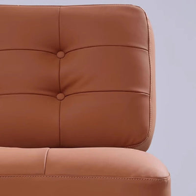 Contemporary Retro Rectangular Cushion Leather Solid Wood Accent Chair Backrest For Living Room