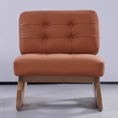 Contemporary Retro Rectangular Cushion Leather Solid Wood Accent Chair Backrest For Living Room