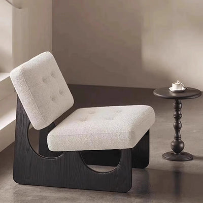 Contemporary Retro Rectangular Cushion Leather Solid Wood Accent Chair Backrest For Living Room