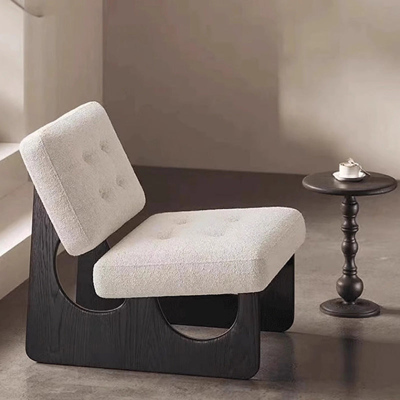 Contemporary Retro Rectangular Cushion Leather Solid Wood Accent Chair Backrest For Living Room