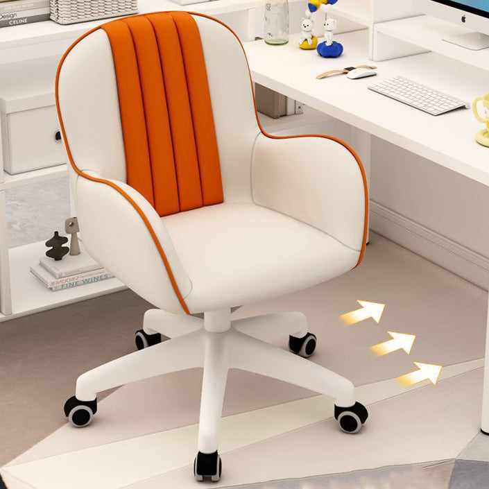 Contemporary Coastal Square PU Leather Nylon Desk Chair Backrest Armrest For Home Office
