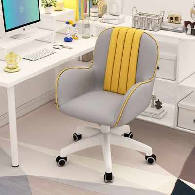 Contemporary Coastal Square PU Leather Nylon Desk Chair Backrest Armrest For Home Office