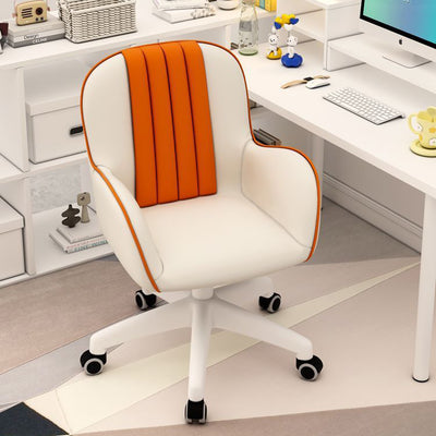 Contemporary Coastal Square PU Leather Nylon Desk Chair Backrest Armrest For Home Office