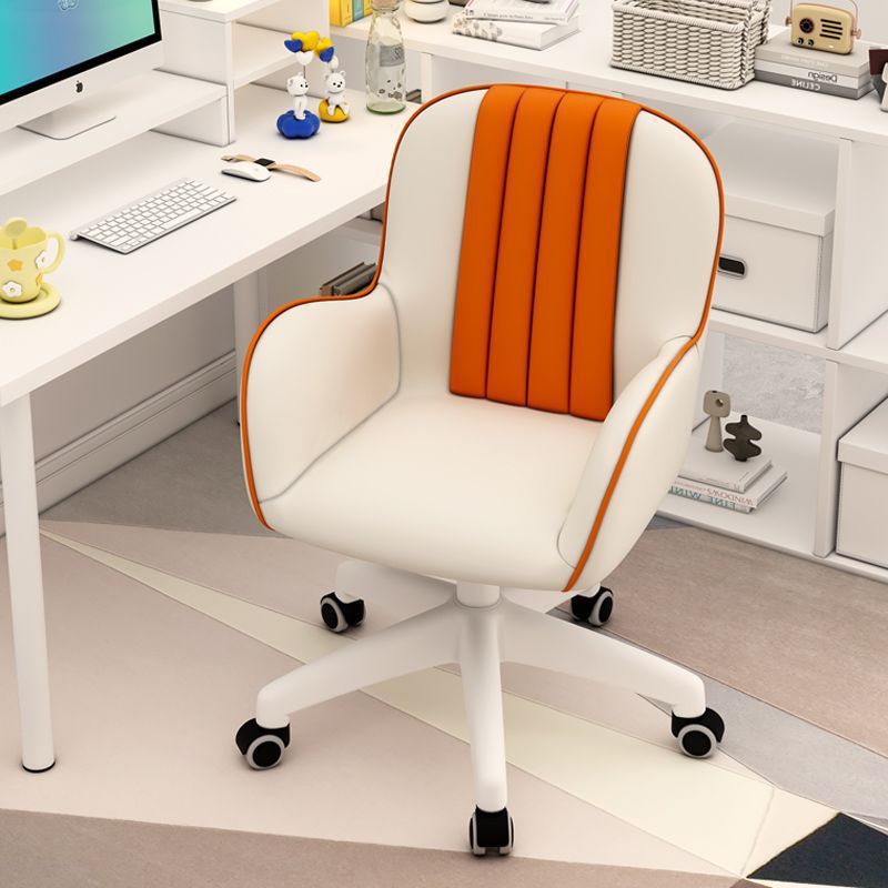Contemporary Coastal Square PU Leather Nylon Desk Chair Backrest Armrest For Home Office