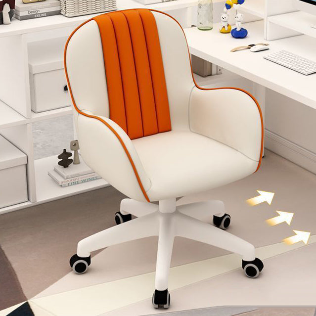 Contemporary Coastal Square PU Leather Nylon Desk Chair Backrest Armrest For Home Office