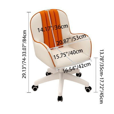 Contemporary Coastal Square PU Leather Nylon Desk Chair Backrest Armrest For Home Office