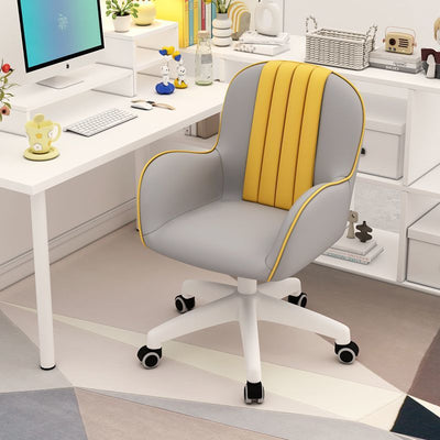 Contemporary Coastal Square PU Leather Nylon Desk Chair Backrest Armrest For Home Office