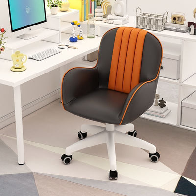 Contemporary Coastal Square PU Leather Nylon Desk Chair Backrest Armrest For Home Office