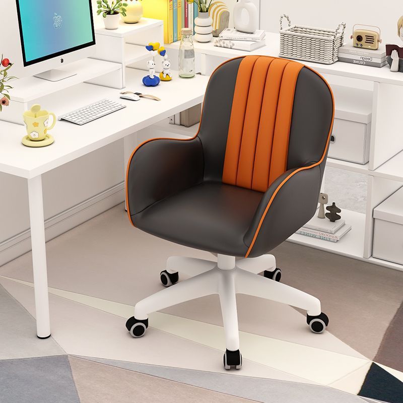 Contemporary Coastal Square PU Leather Nylon Desk Chair Backrest Armrest For Home Office