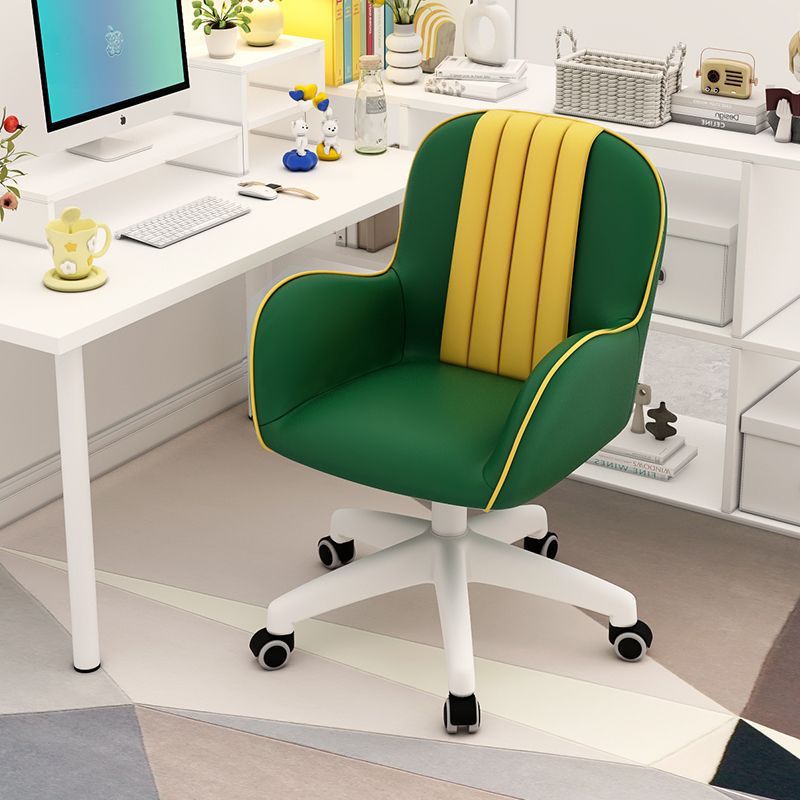Contemporary Coastal Square PU Leather Nylon Desk Chair Backrest Armrest For Home Office