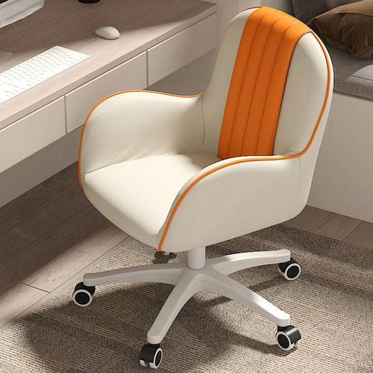 Contemporary Coastal Square PU Leather Nylon Desk Chair Backrest Armrest For Home Office
