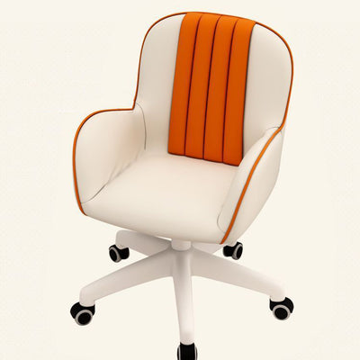 Contemporary Coastal Square PU Leather Nylon Desk Chair Backrest Armrest For Home Office
