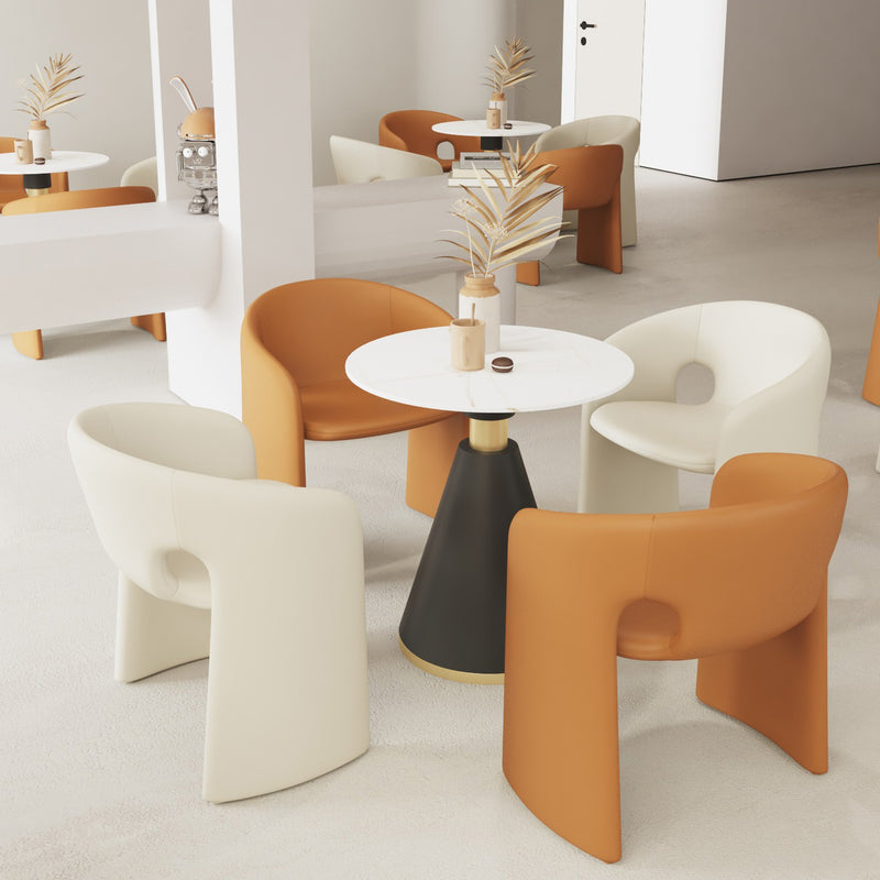 Modern Eclectic Wraparound Back Velvet Foam Solid Wood Dining Chair Backrest Armrest For Dining Room