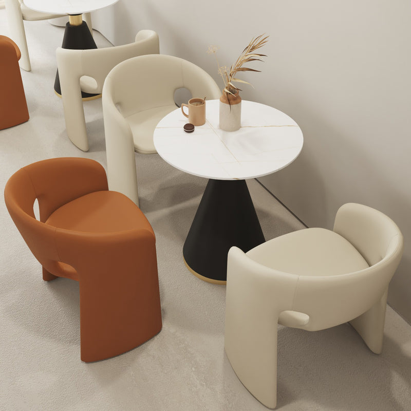 Modern Eclectic Wraparound Back Velvet Foam Solid Wood Dining Chair Backrest Armrest For Dining Room