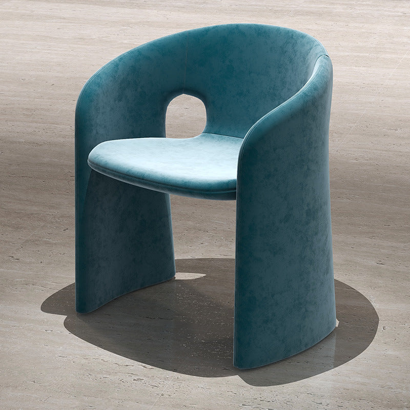 Modern Eclectic Wraparound Back Velvet Foam Solid Wood Dining Chair Backrest Armrest For Dining Room