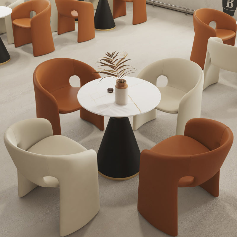 Modern Eclectic Wraparound Back Velvet Foam Solid Wood Dining Chair Backrest Armrest For Dining Room
