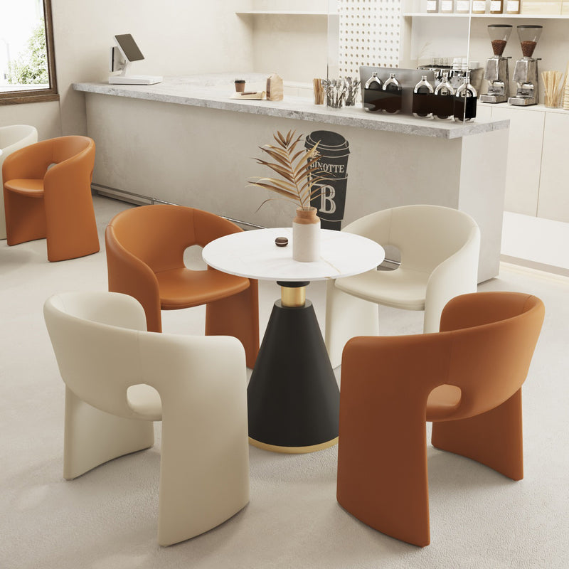 Modern Eclectic Wraparound Back Velvet Foam Solid Wood Dining Chair Backrest Armrest For Dining Room