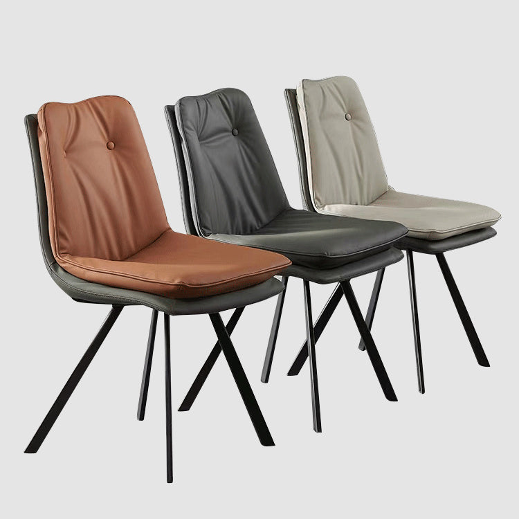 Moderner Luxus Esszimmerstuhl mit quadratischem Mikrofaserleder, hochdichtem Rückprallschaum und Rückenlehne aus Karbonstahl für das Esszimmer 
