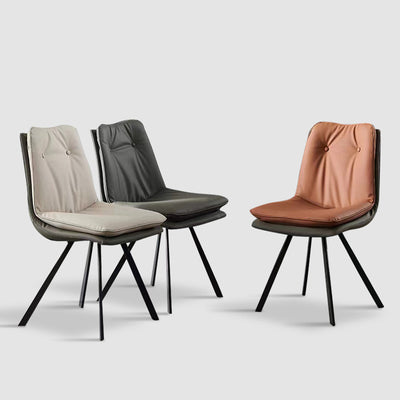 Modern Luxury Square Microfiber Leather High Density Rebound Foam Carbon Steel Dining Chair Backrest For Dining Room