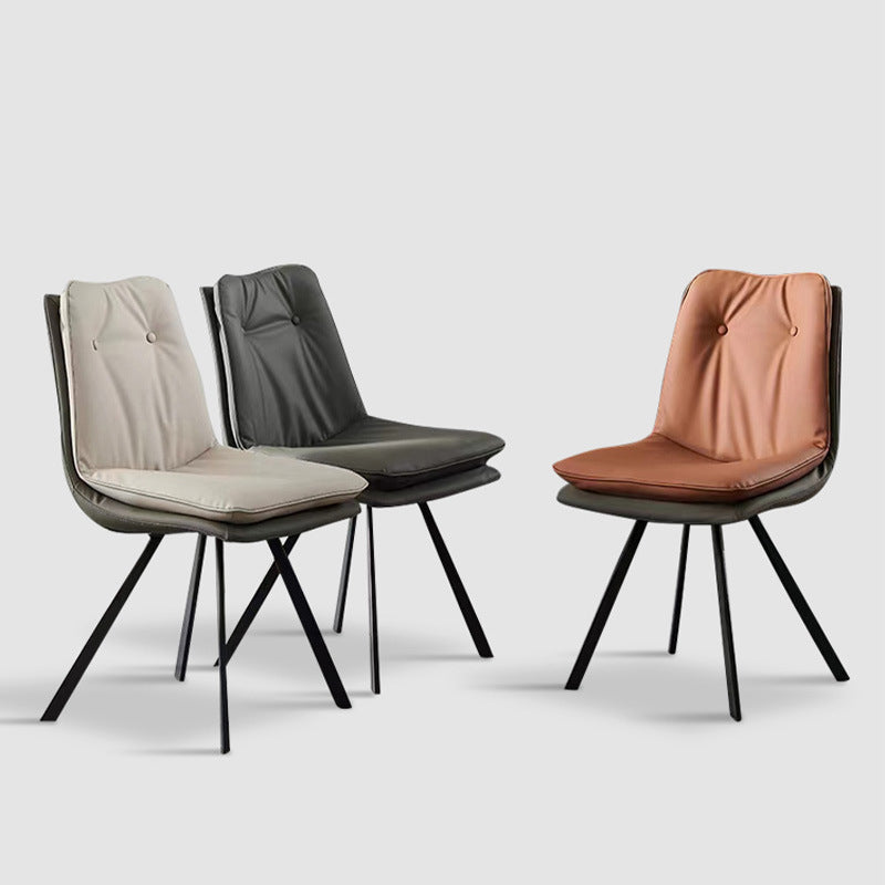 Modern Luxury Square Microfiber Leather High Density Rebound Foam Carbon Steel Dining Chair Backrest For Dining Room