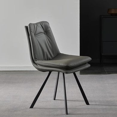 Moderner Luxus Esszimmerstuhl mit quadratischem Mikrofaserleder, hochdichtem Rückprallschaum und Rückenlehne aus Karbonstahl für das Esszimmer 