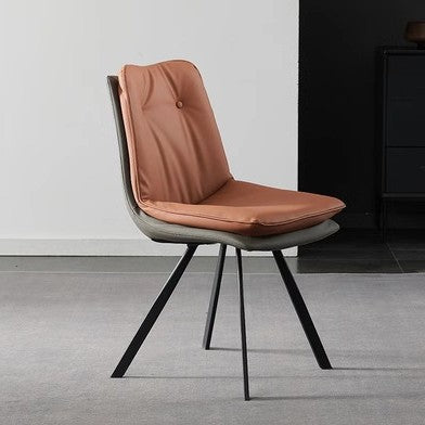 Moderner Luxus Esszimmerstuhl mit quadratischem Mikrofaserleder, hochdichtem Rückprallschaum und Rückenlehne aus Karbonstahl für das Esszimmer 