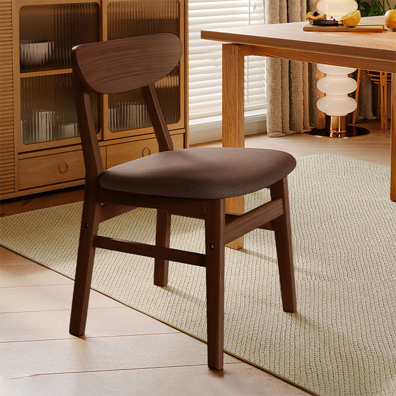 Modern Minimalist Square Cushion Leather Solid Wood Dining Chair Backrest For Dining Room