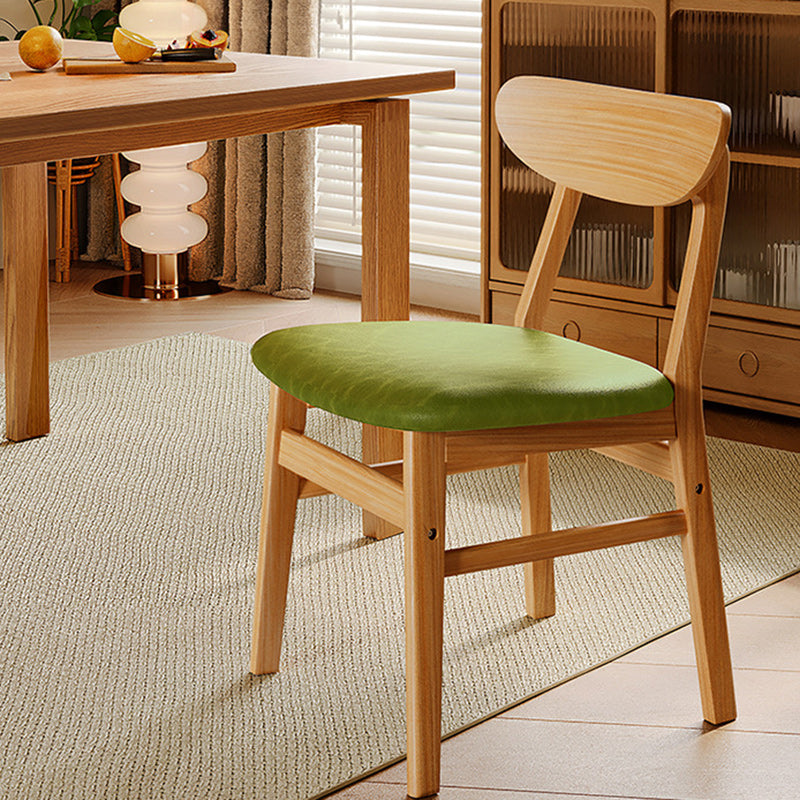 Modern Minimalist Square Cushion Leather Solid Wood Dining Chair Backrest For Dining Room