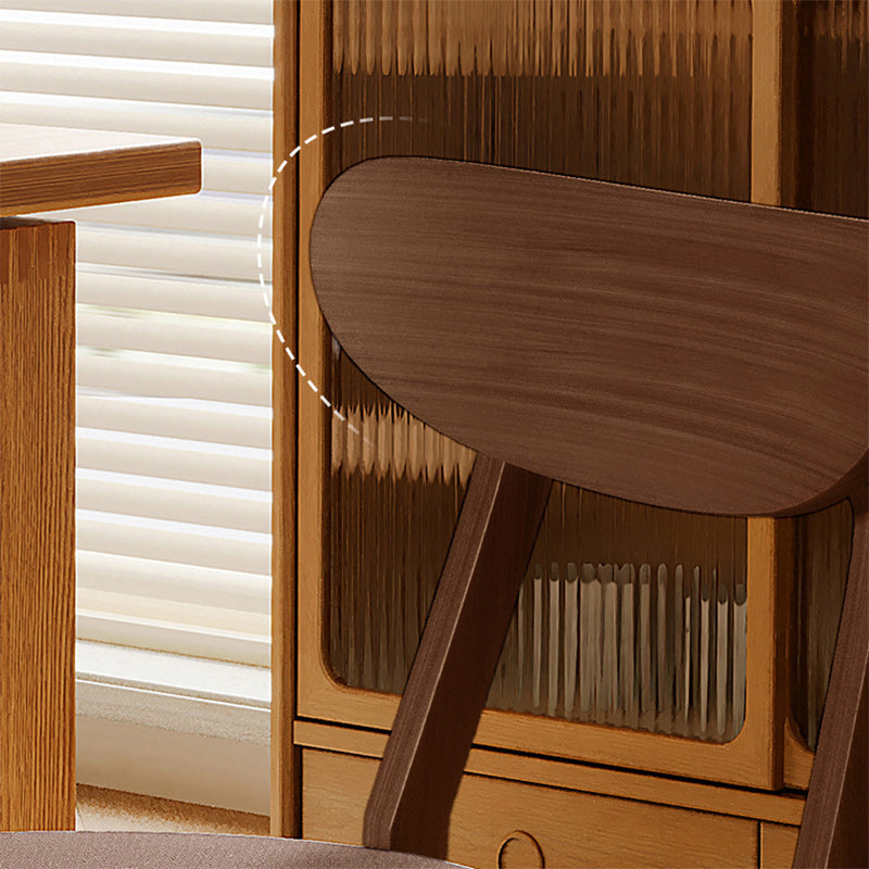 Modern Minimalist Square Cushion Leather Solid Wood Dining Chair Backrest For Dining Room