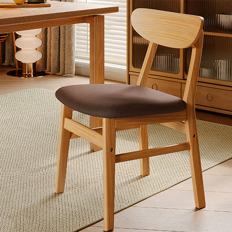 Modern Minimalist Square Cushion Leather Solid Wood Dining Chair Backrest For Dining Room