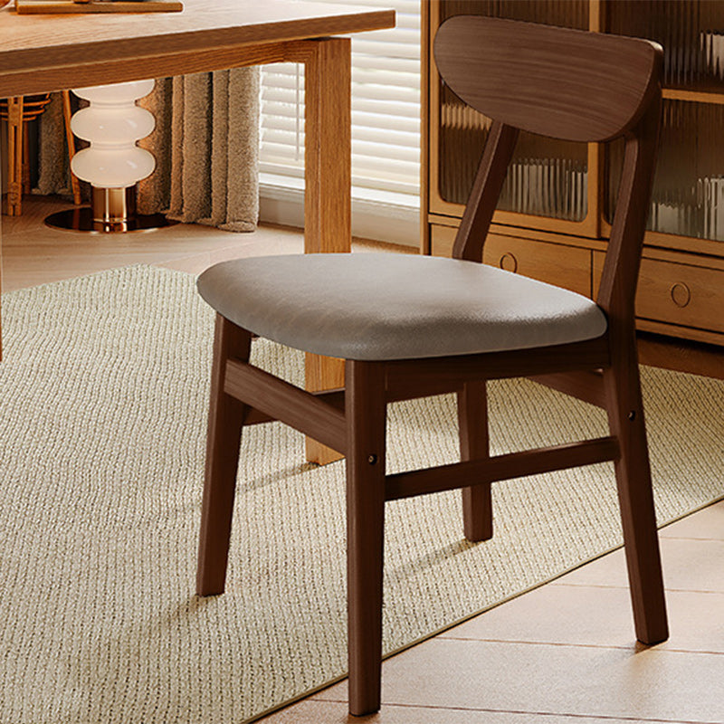 Modern Minimalist Square Cushion Leather Solid Wood Dining Chair Backrest For Dining Room