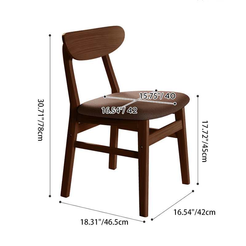 Modern Minimalist Square Cushion Leather Solid Wood Dining Chair Backrest For Dining Room