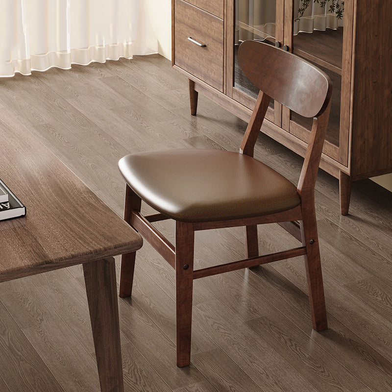 Modern Minimalist Square Cushion Leather Solid Wood Dining Chair Backrest For Dining Room