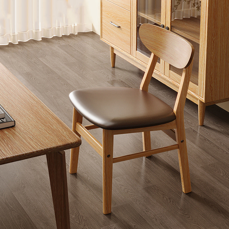 Modern Minimalist Square Cushion Leather Solid Wood Dining Chair Backrest For Dining Room