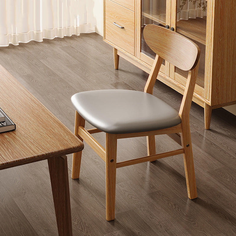 Modern Minimalist Square Cushion Leather Solid Wood Dining Chair Backrest For Dining Room