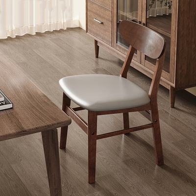 Modern Minimalist Square Cushion Leather Solid Wood Dining Chair Backrest For Dining Room