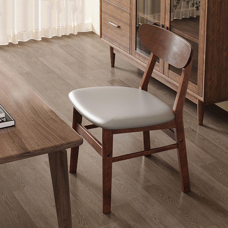 Modern Minimalist Square Cushion Leather Solid Wood Dining Chair Backrest For Dining Room