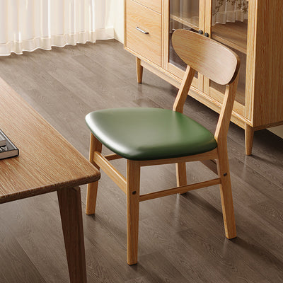 Modern Minimalist Square Cushion Leather Solid Wood Dining Chair Backrest For Dining Room