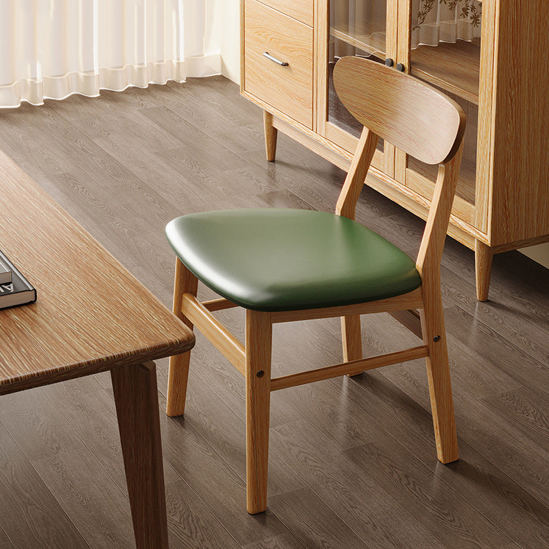 Modern Minimalist Square Cushion Leather Solid Wood Dining Chair Backrest For Dining Room
