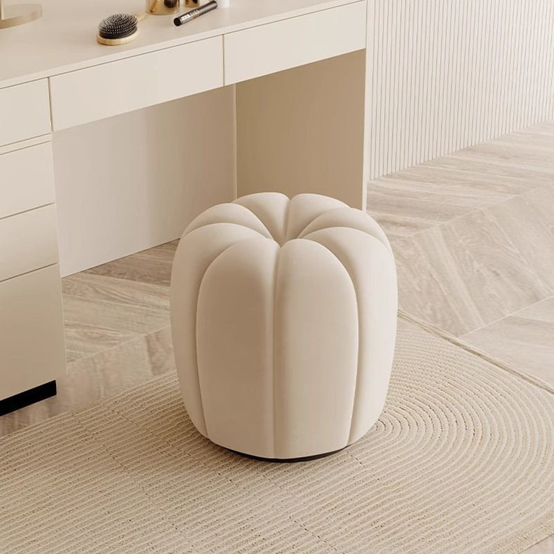 Modern Minimalist Pumpkin Round High Resilience Foam Solid Wood Vanity Stool For Bedroom