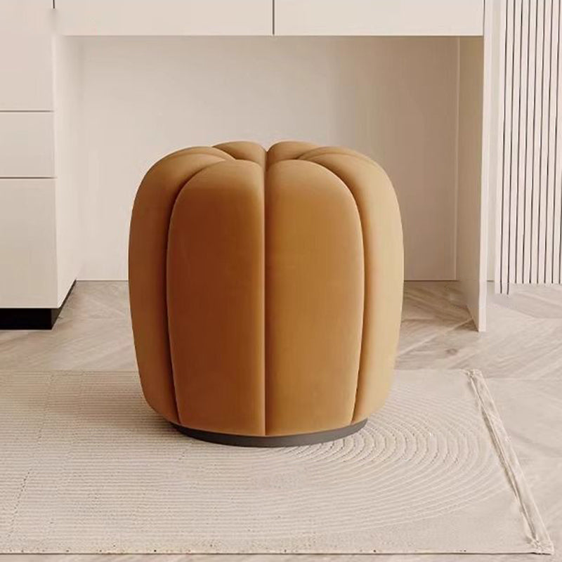 Modern Minimalist Pumpkin Round High Resilience Foam Solid Wood Vanity Stool For Bedroom