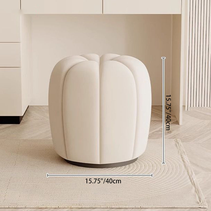 Modern Minimalist Pumpkin Round High Resilience Foam Solid Wood Vanity Stool For Bedroom