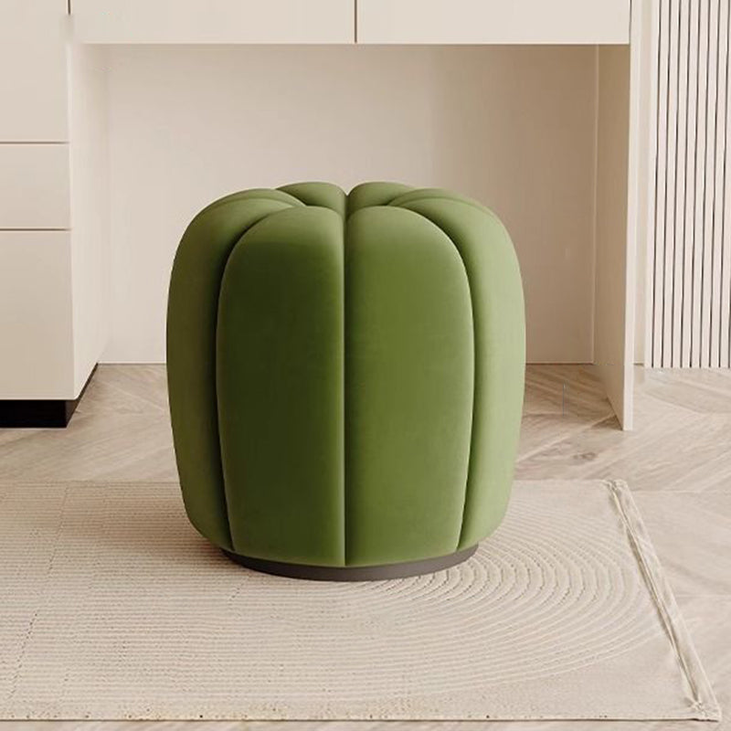 Modern Minimalist Pumpkin Round High Resilience Foam Solid Wood Vanity Stool For Bedroom