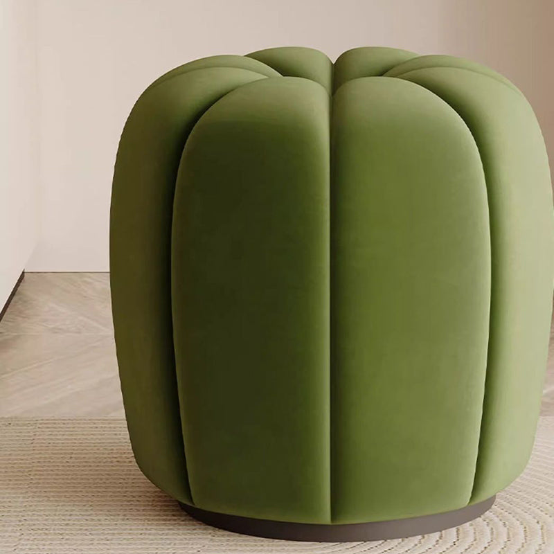 Modern Minimalist Pumpkin Round High Resilience Foam Solid Wood Vanity Stool For Bedroom